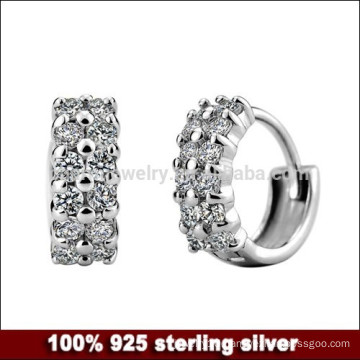 CYL021 100% real pure 925 sterling silver rhinestone hoop earrings for women/men/girls 9mm Sparkling CZ nickel free earrings